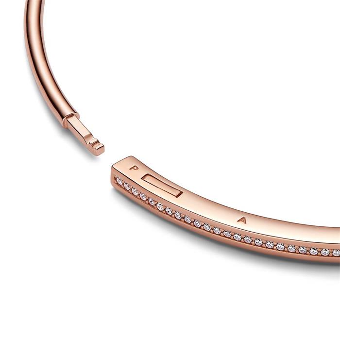 Brazalete signature ID para mujer, chapado en oro rosa