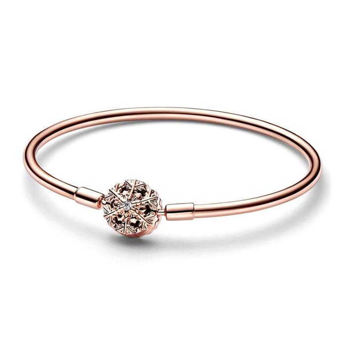 Rose Gold Plated Bangle Snowflake With Zirconia