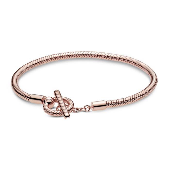 Rose snake links bracelet with t-clasp