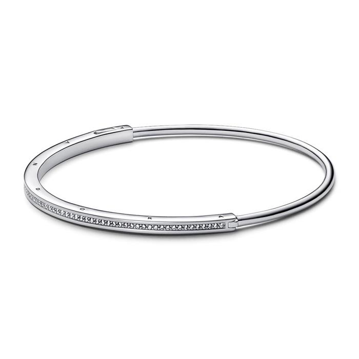 Ladies Signature Id Bangle In Sterling Silver