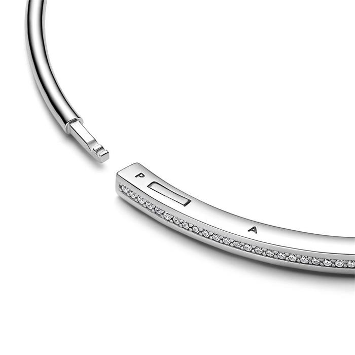 Ladies Signature Id Bangle In Sterling Silver