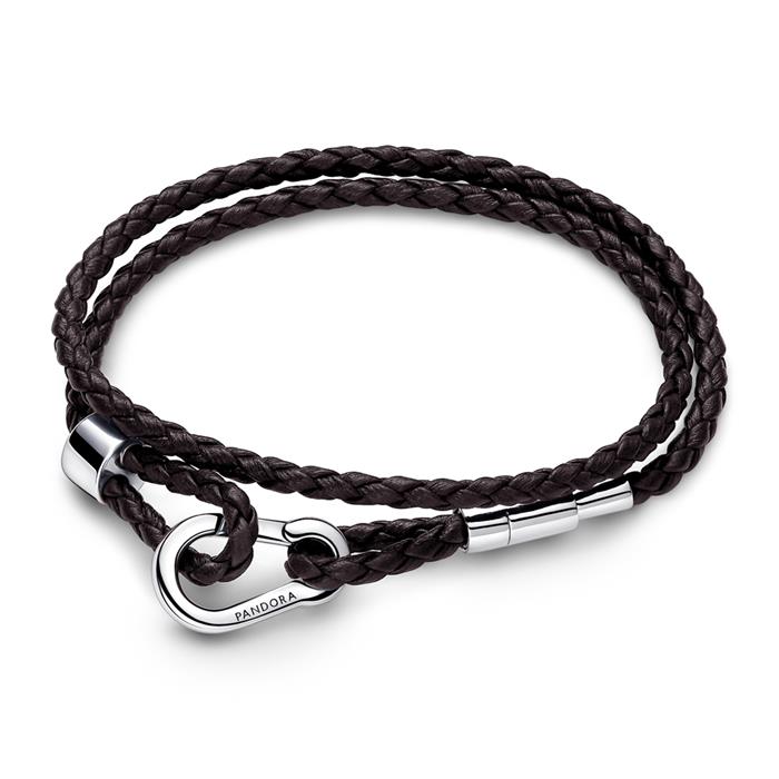 Moments ladies' bracelet in brown leather and 925 silver