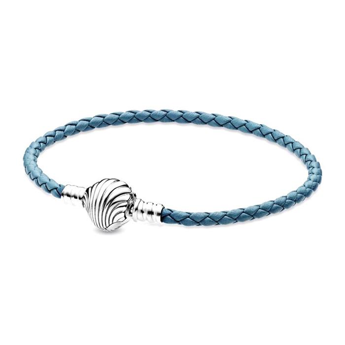 Blue leather bracelet shell for ladies
