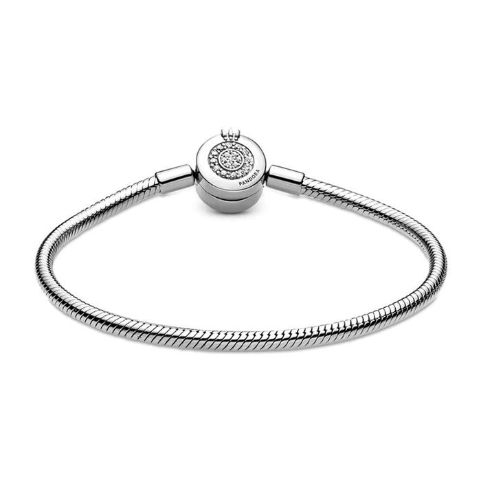 Pulsera de plata 925 corona o para mujer con circonita