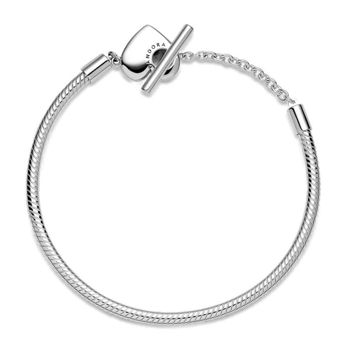 925 Silver Bracelet Moments Heart T-Bar For Ladies