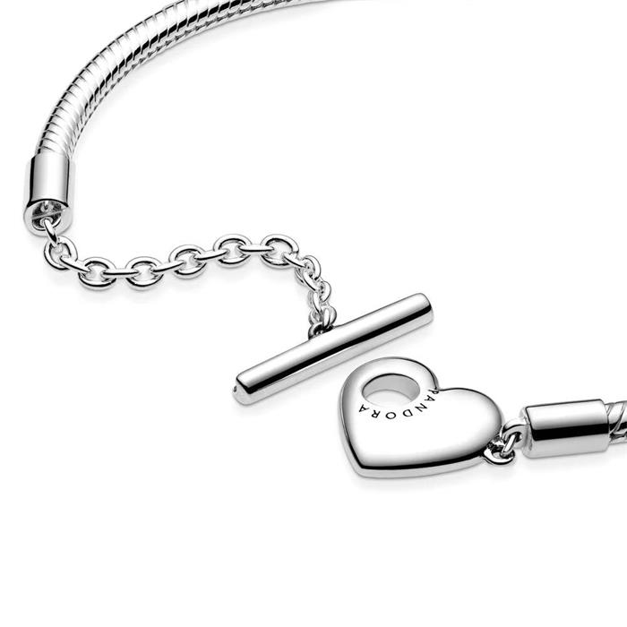 925 silver bracelet moments heart t-bar for ladies