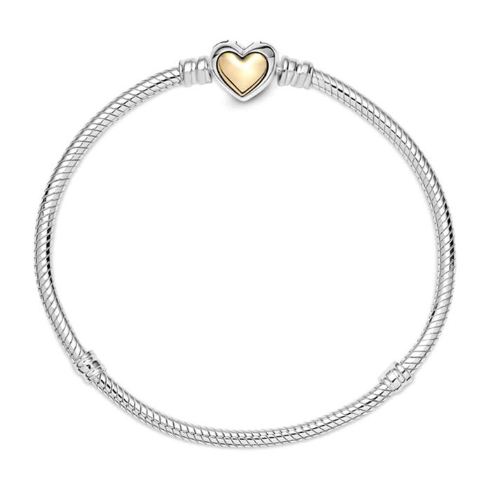 Pulsera de eslabones corazón de oro abovedado