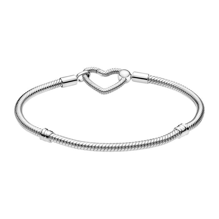 Ladies Sterling Silver Bracelet With Heart Clasp