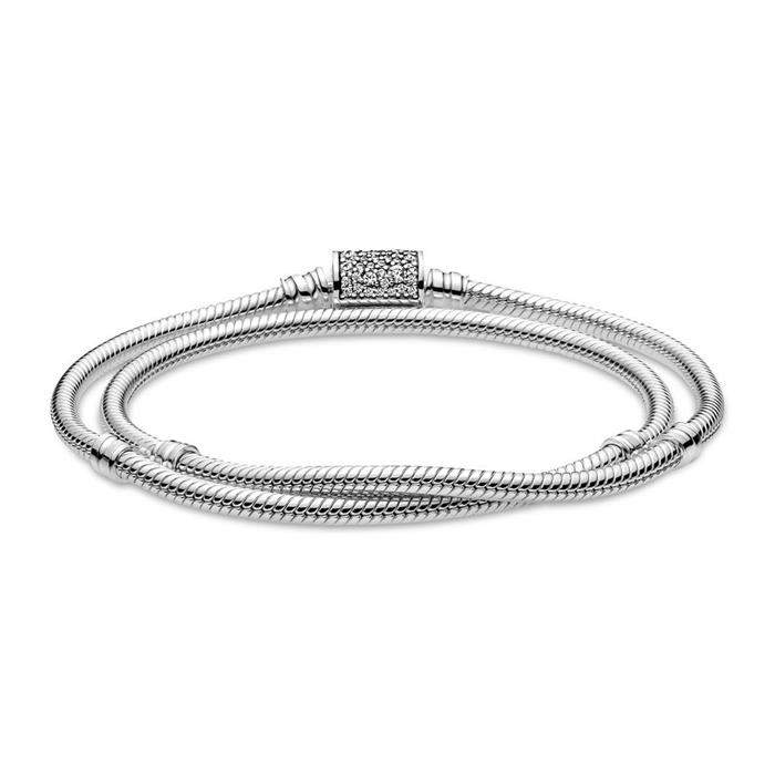 Double Row Bracelet For Ladies In 925 Sterling Silver