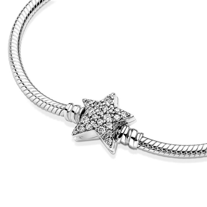 Snake bracelet star in 925 silver, zirconia