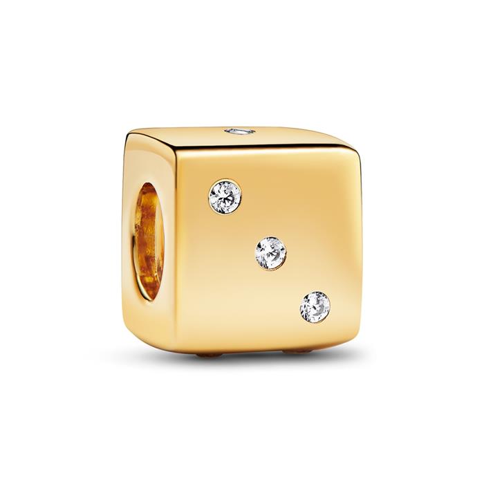Charm cube made from a gold-plated metal alloy