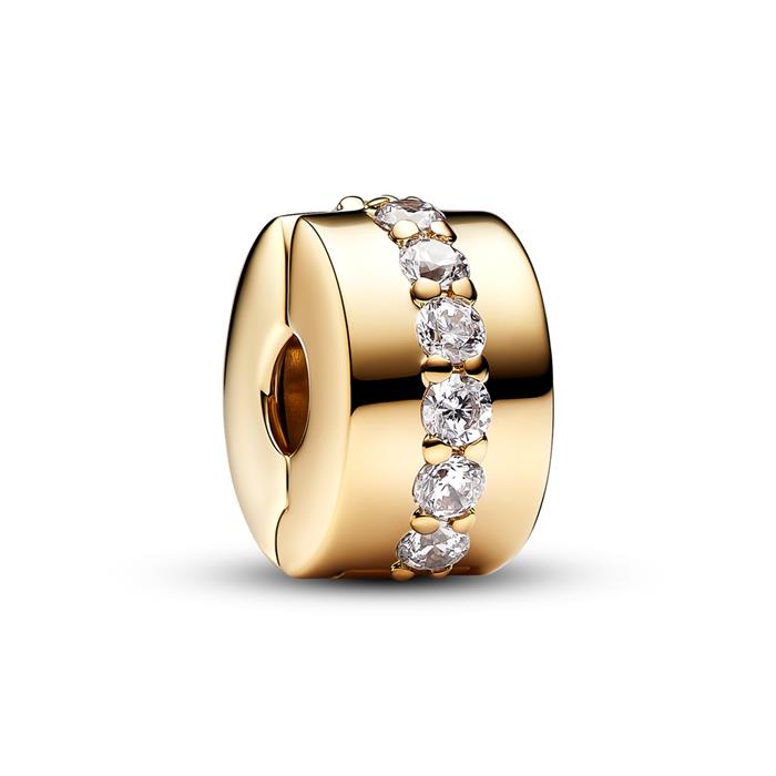 Clip charm with zirconia stones, gold-plated, Moments