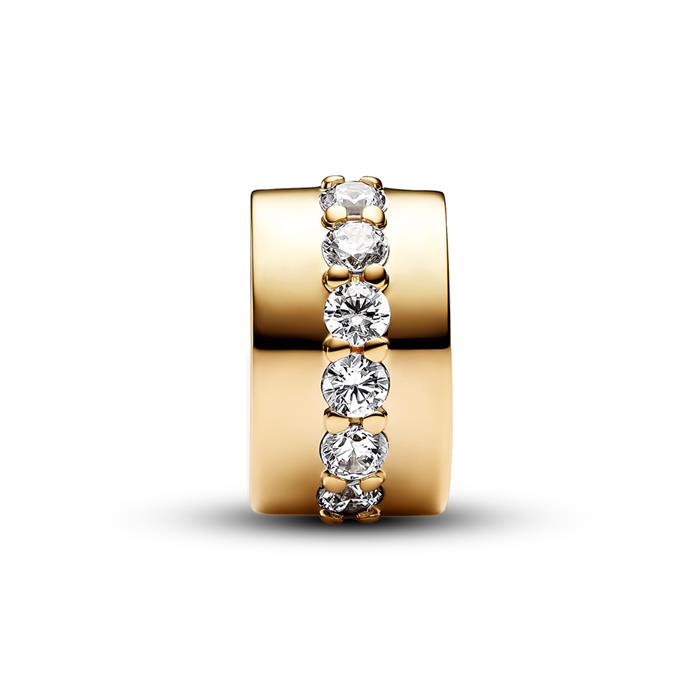 Clip charm with zirconia stones, gold-plated, Moments