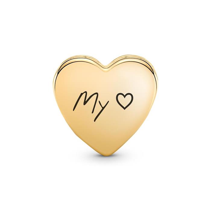Gold plated heart charm for ladies, engravable