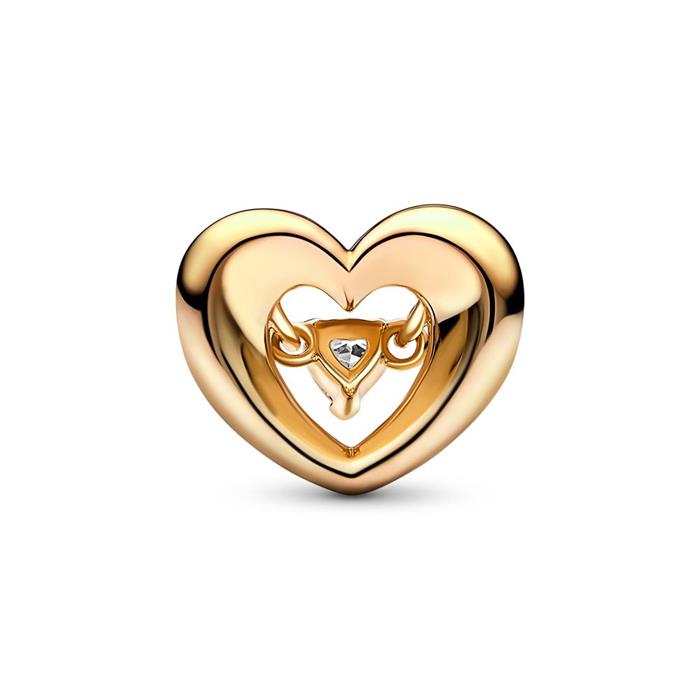 Ladies gold plated heart charm with cubic zirconia