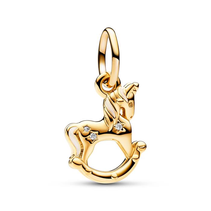 Moments swing unicorn pendant, gold-plated, enamel