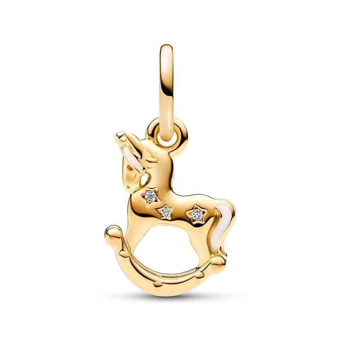 Moments swing unicorn pendant, gold-plated, enamel