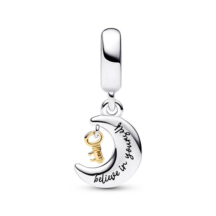 Charm pendant moon and lock in sterling silver