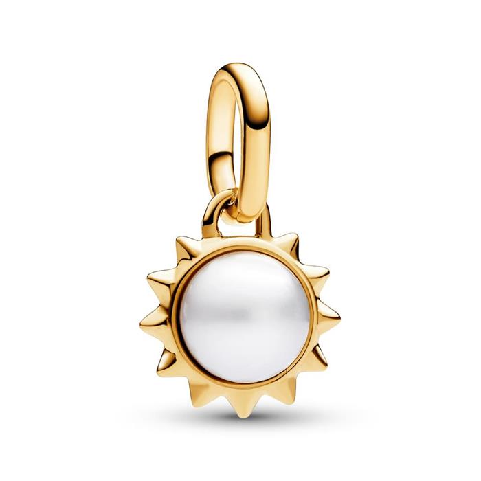 Gold-plated mini charm pendant sun with pearl