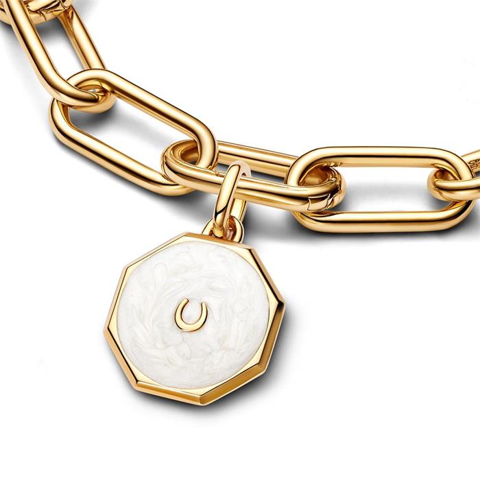 Lucky horseshoe locket for ladies with enamel, IP gold