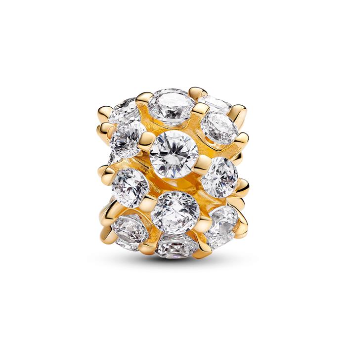 Charm, gold-plated metal alloy and zirconia