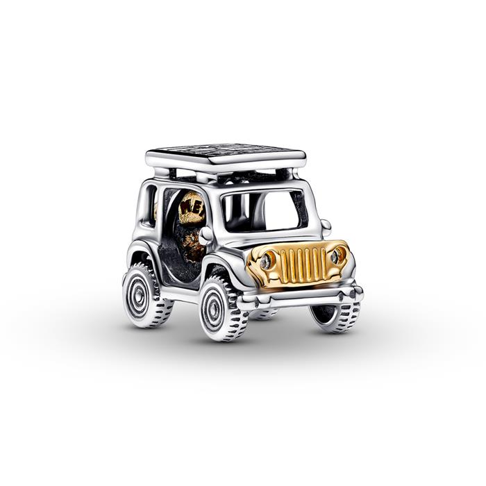 Slide charm adventure car in 925 silver, Moments