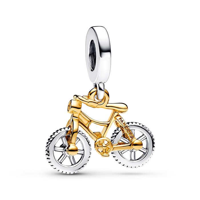 Bicycle charm pendant, 925 silver, zirconia, Moments