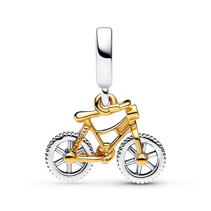 Bicycle charm pendant, 925 silver, zirconia, Moments
