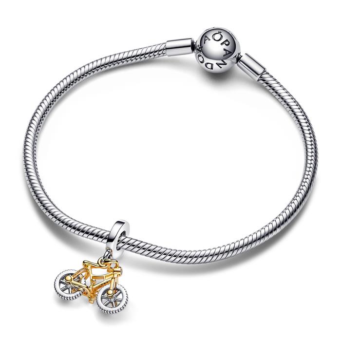 Bicycle charm pendant, 925 silver, zirconia, Moments