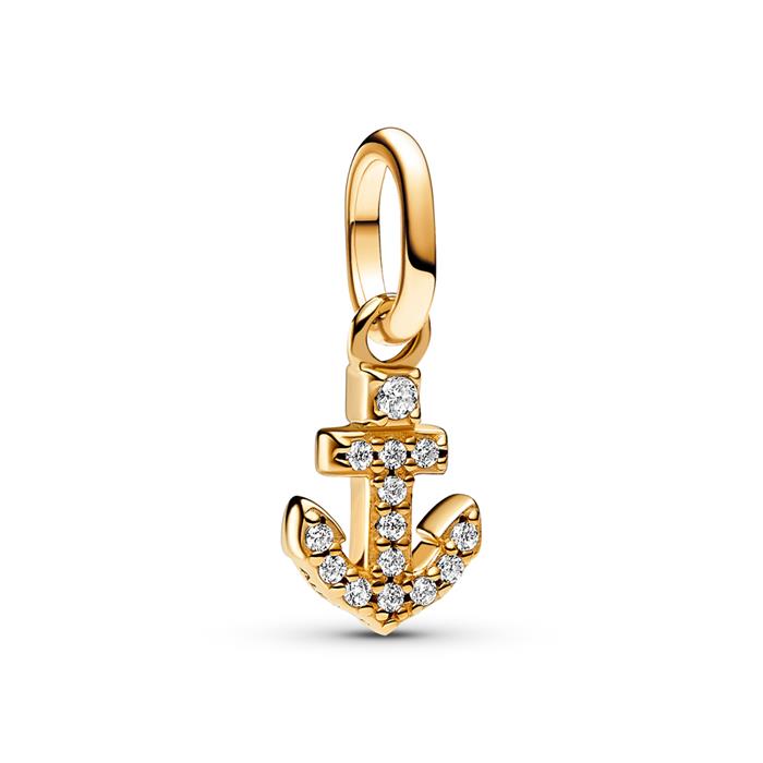 ME mini charm pendant anchor with cubic zirconia, gold-plated