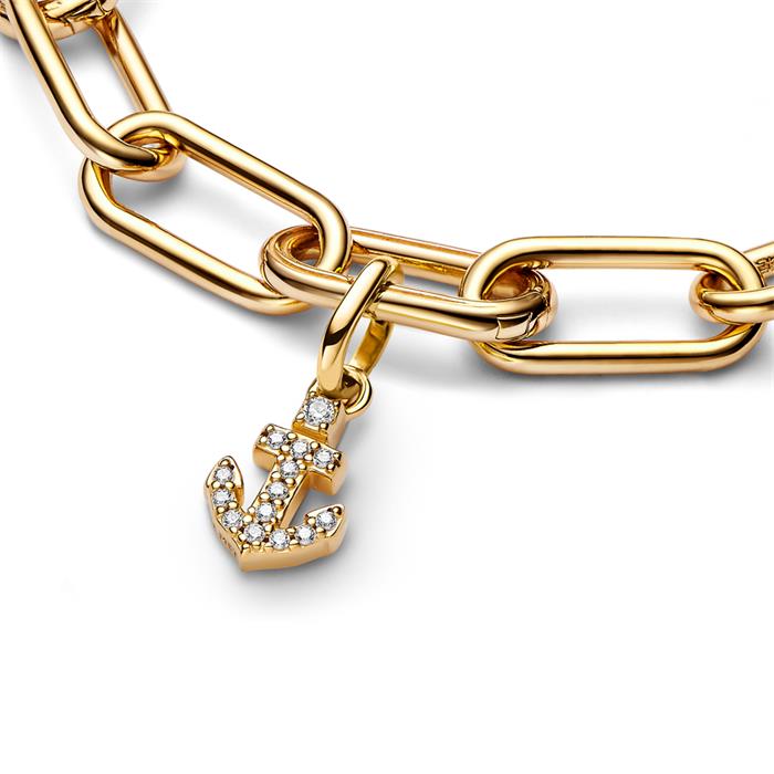 ME mini charm pendant anchor with cubic zirconia, gold-plated