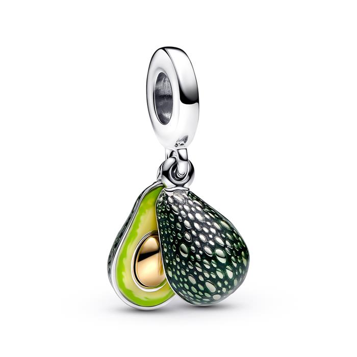 Avocado dubbele bedel hanger, 925 zilver, email