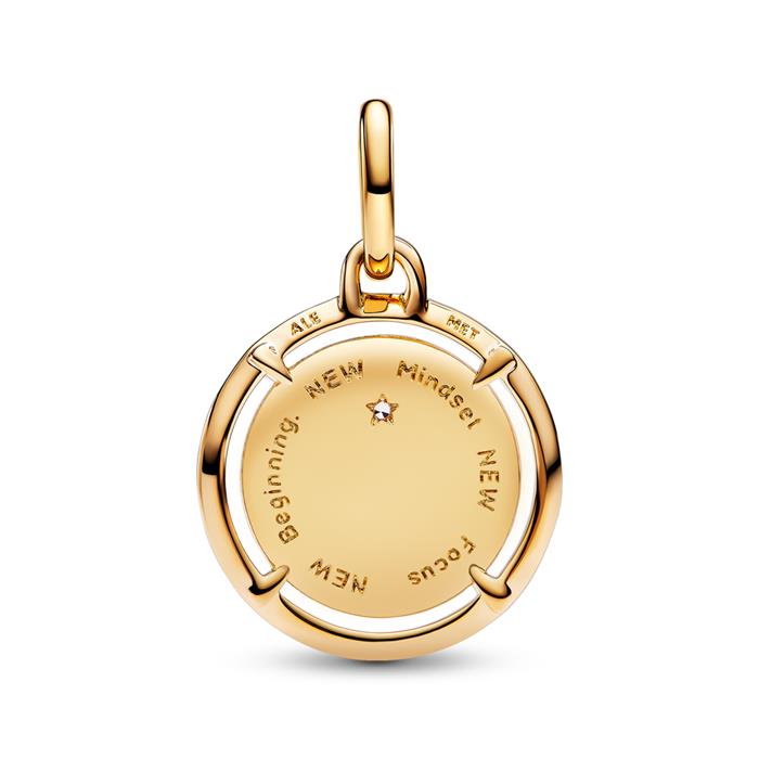 ME locket charm scarab beetle, IP gold, engravable