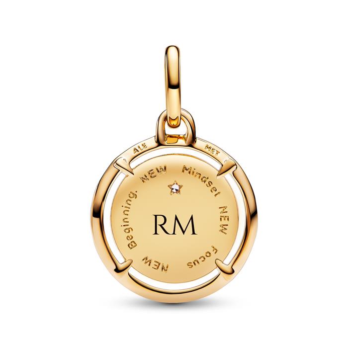 ME medaillon charm scarabee kever, IP goud, graveerbaar