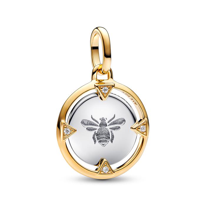 ME bee locket charm, IP gold, zirconia