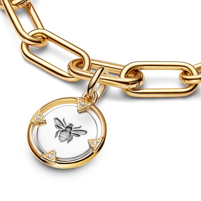 ME bee locket charm, IP gold, zirconia