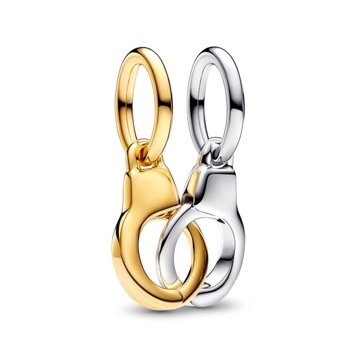 Charm-Anhänger Handschellen, IP Gold, Sterlingsilber