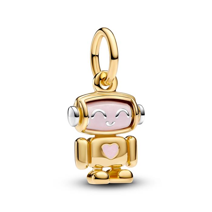 Moments charm pendant robot, gold-plated, enamel