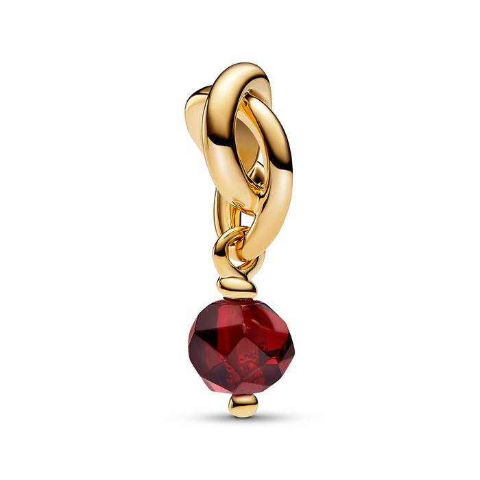 Colgante enero con cristal rojo, oro IP