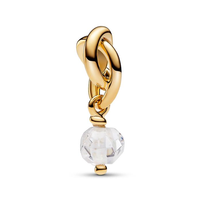 April charm pendant, Moments, gold-plated, zirconia