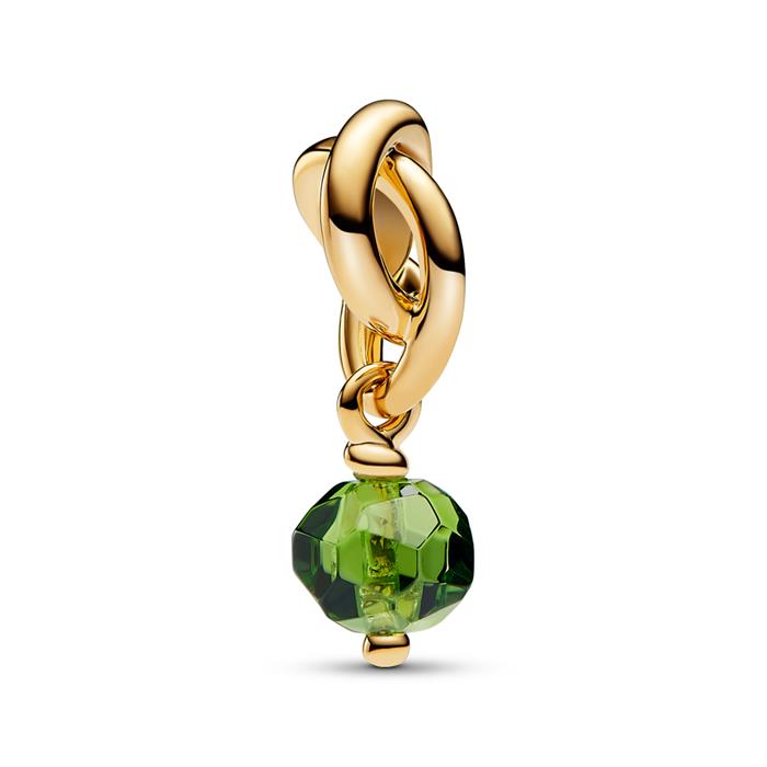 Agosto Colgante Moments, oro IP, piedra de cristal, verde