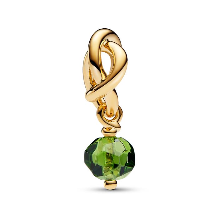 Agosto Colgante Moments, oro IP, piedra de cristal, verde