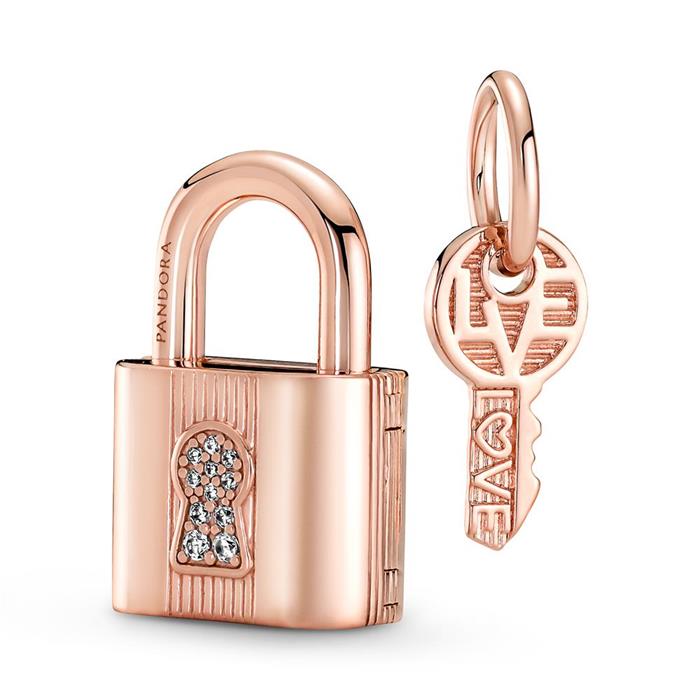 Hanging lock and key charm, rose