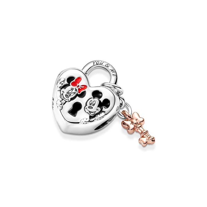 Mickey And Minnie Mouse Charm In 925S Silver
