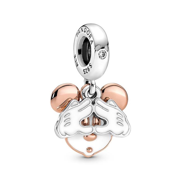 Disney mickey mouse charm pendant, 925s silver, bicolour