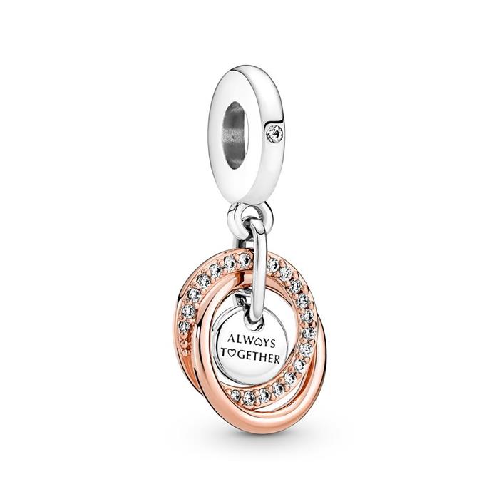 Intertwined charm pendant in 925 sterling silver, bicolour