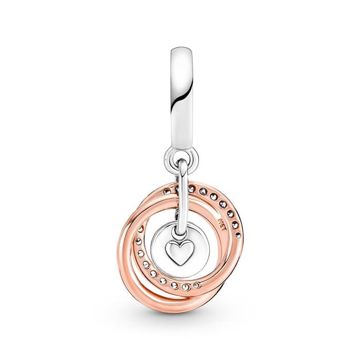 Intertwined charm pendant in 925 sterling silver, bicolour