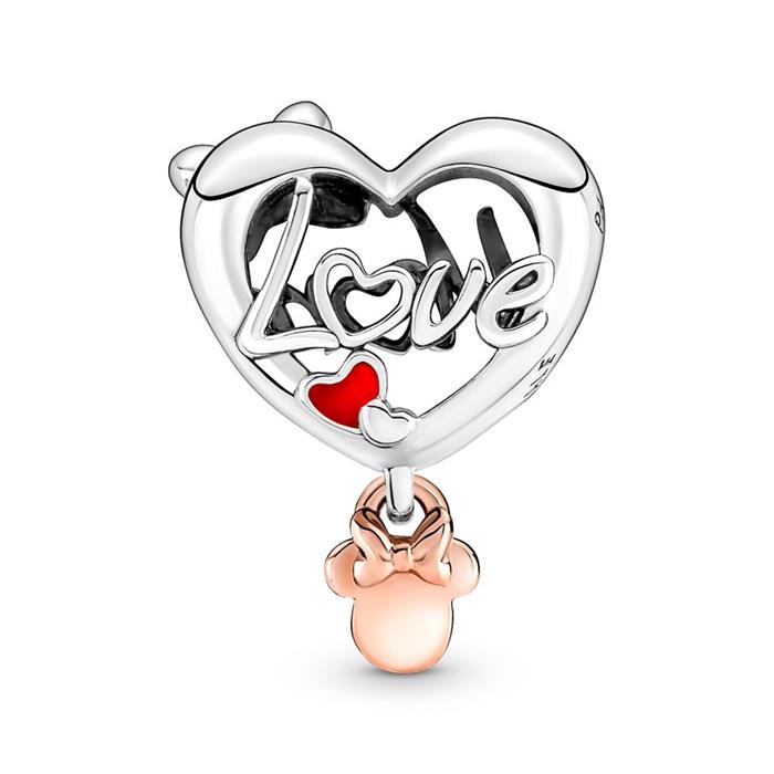 Minnie mouse hart bedel mum in 925 sterling zilver, tweekleurig
