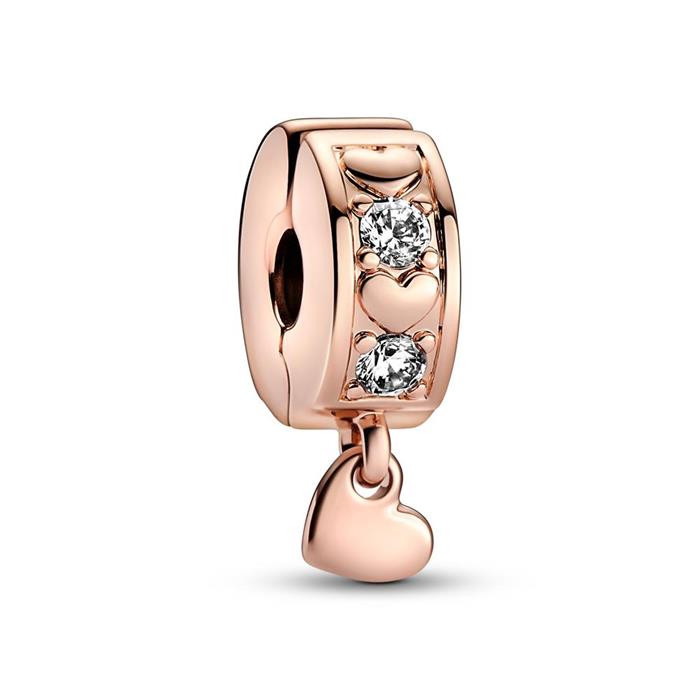 Stopper clip, rose gold plated with zirconia