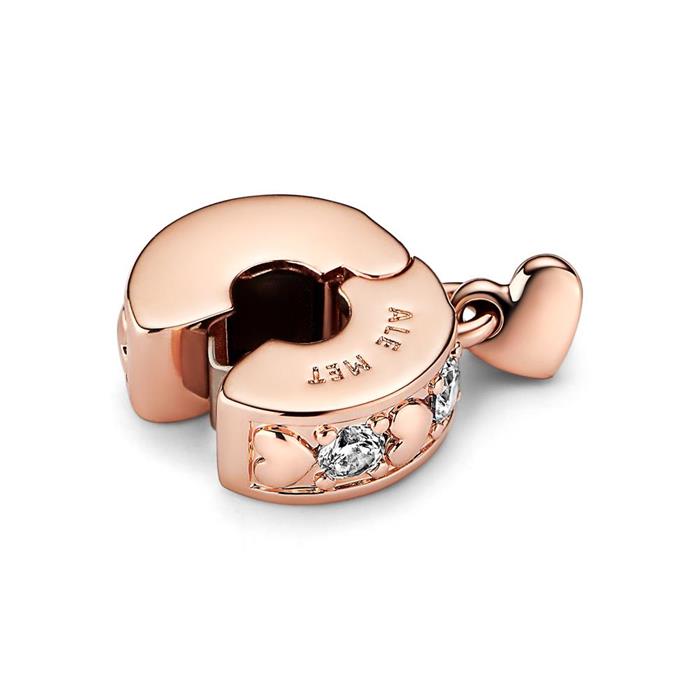 Stopper clip, rose gold plated with zirconia